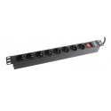 Gembird Prodlužovací přívod do racku (PDU), 8x SCHUKO, 1U, 16A, 19', 2m, černý