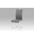 Autronic Dining chair, DARK grey PU X85, chrome legs & handle, WHITE stitching DCL-411 GREY