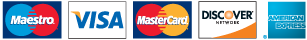 Loga: VISA, VISA Electron, MasterCard, Maestro a Diners Club